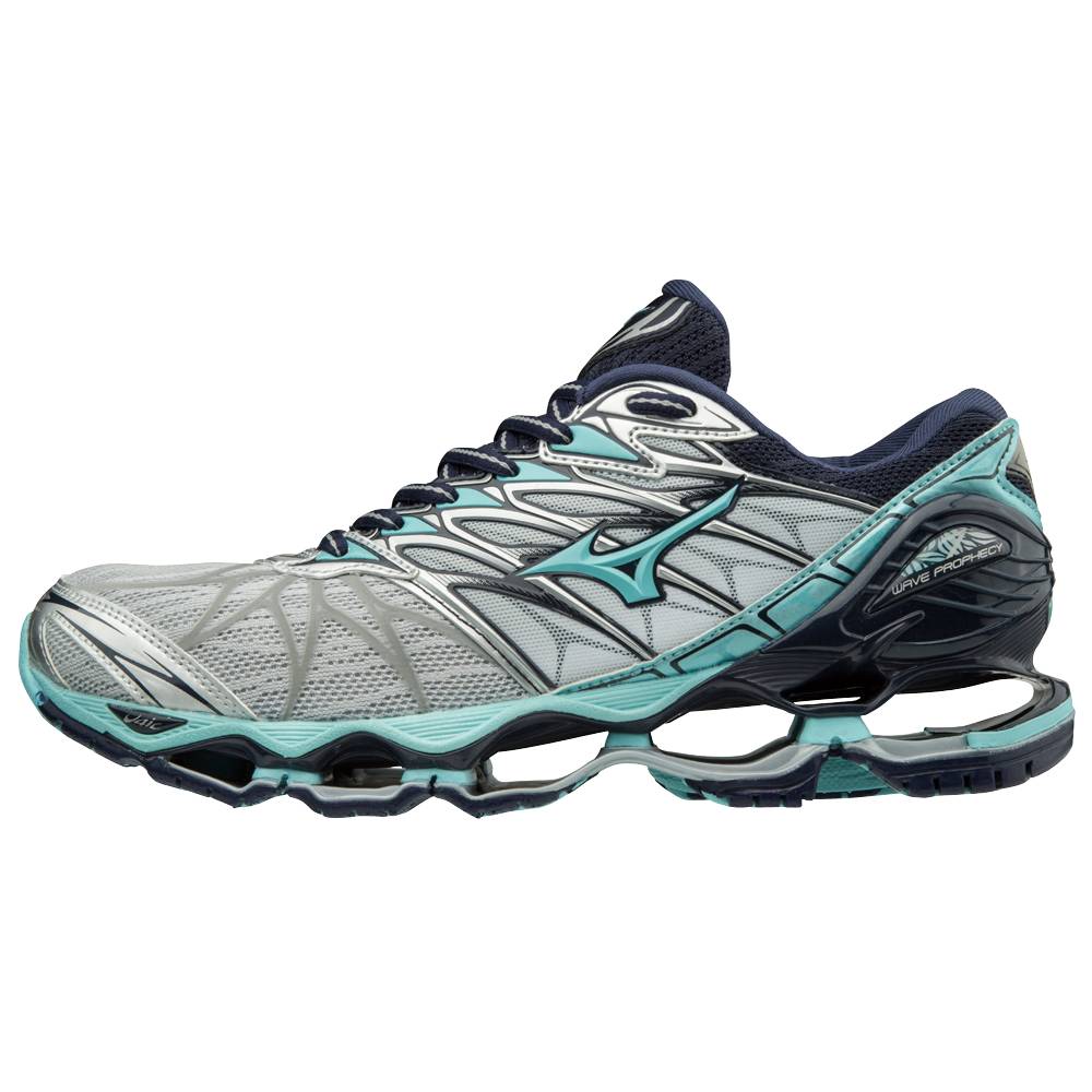 Tenis Para Correr Mizuno Wave Prophecy 7 Para Mujer Plateados/Turquesa Claro Grises 2731605-RJ